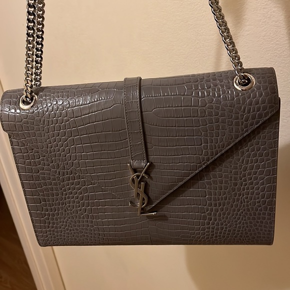 YSL Grey Croc Embossed Bag - Picture 7 of 17